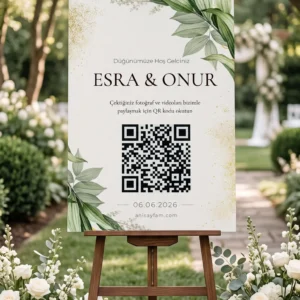 QR Kodlu Düğün Karşılama Panosu Çiçek