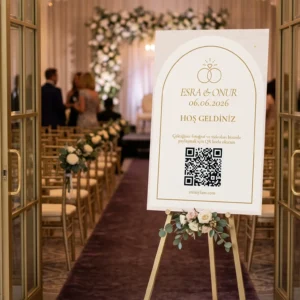 QR Kodlu Düğün Karşılama Panosu Gold